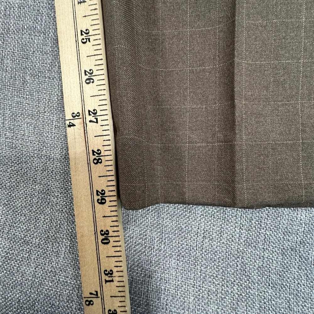 Braggi Louis Raphael Dress Pants Men 34x29 Brown Windowpane Plaid Flat Front NEW